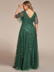 Grace | Fitted V-Neck Ruffle Sleeve Prom Dress