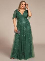 Grace | Fitted V-Neck Ruffle Sleeve Prom Dress