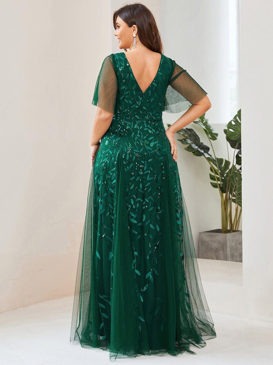 Grace | Fitted V-Neck Ruffle Sleeve Prom Dress