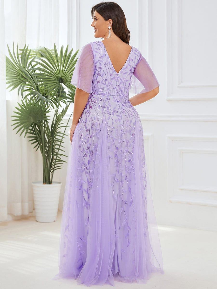 Grace | Fitted V-Neck Ruffle Sleeve Prom Dress
