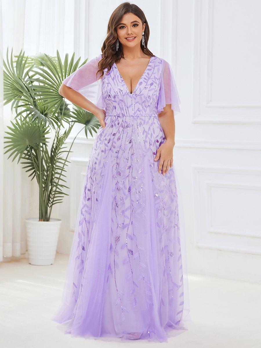Grace | Fitted V-Neck Ruffle Sleeve Prom Dress