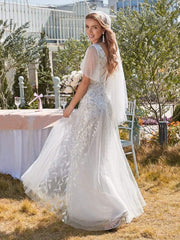 Grace | Fitted V-Neck Ruffle Sleeve Prom Dress