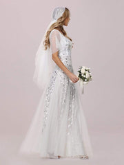 Grace | Fitted V-Neck Ruffle Sleeve Prom Dress