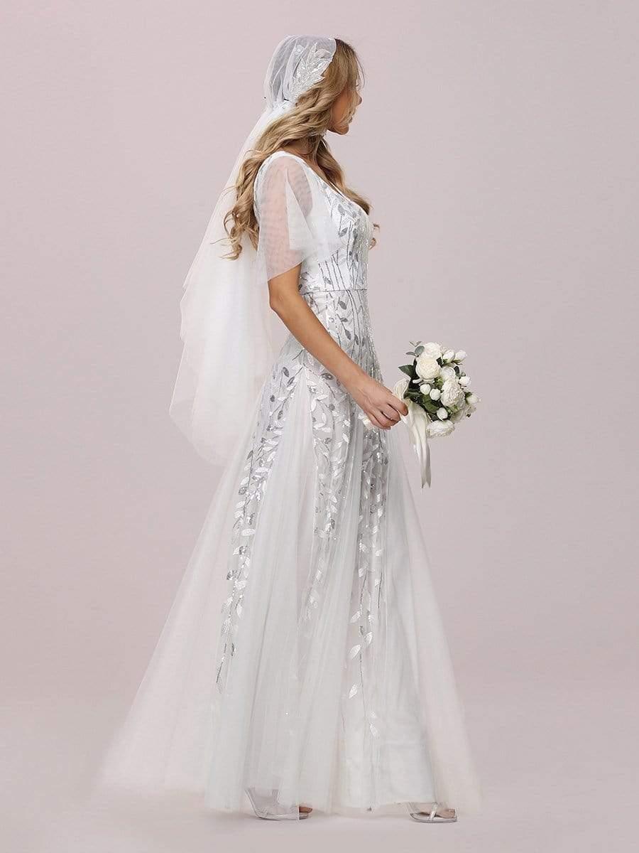 Grace | Fitted V-Neck Ruffle Sleeve Prom Dress