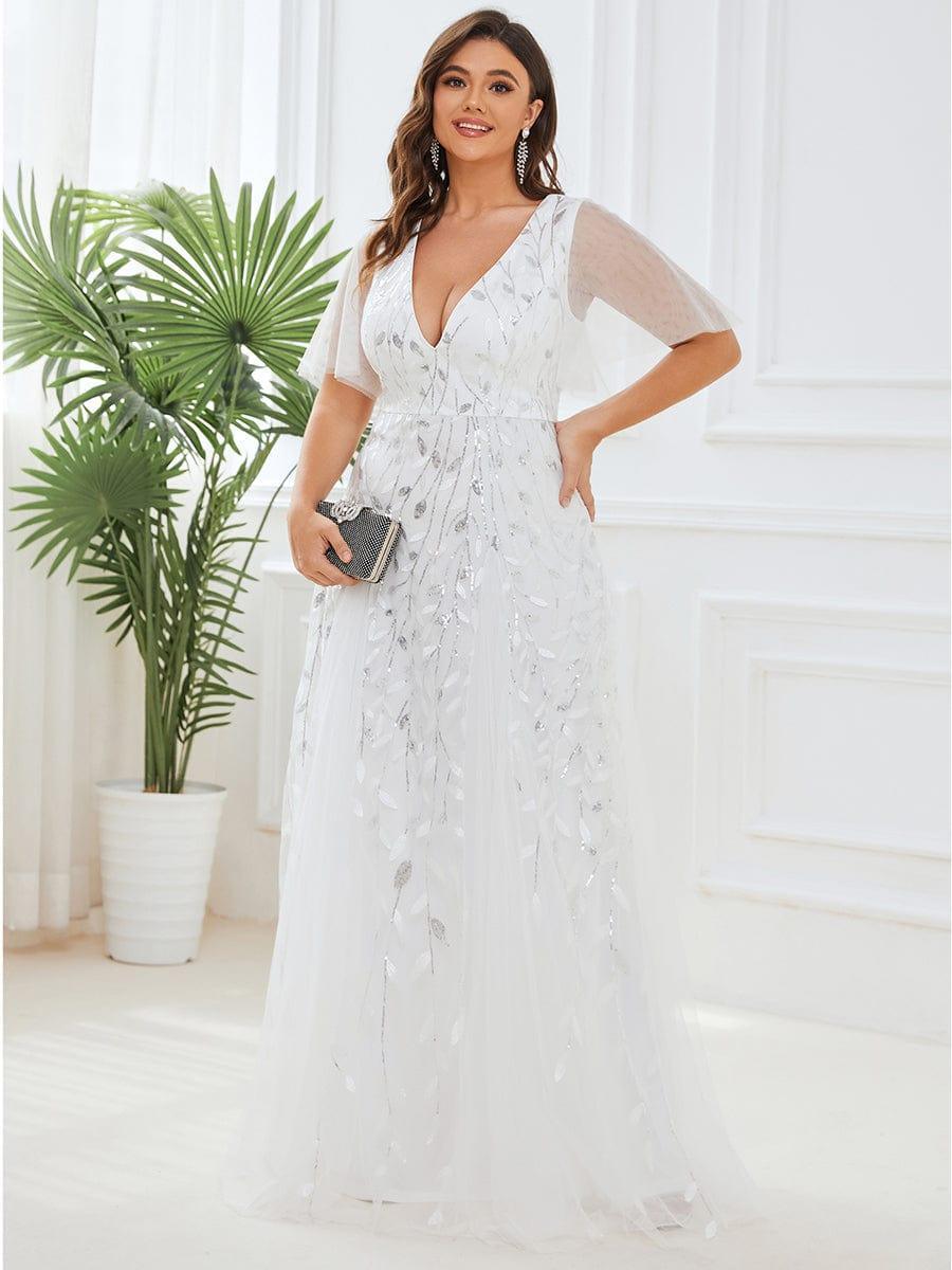 Grace | Fitted V-Neck Ruffle Sleeve Prom Dress