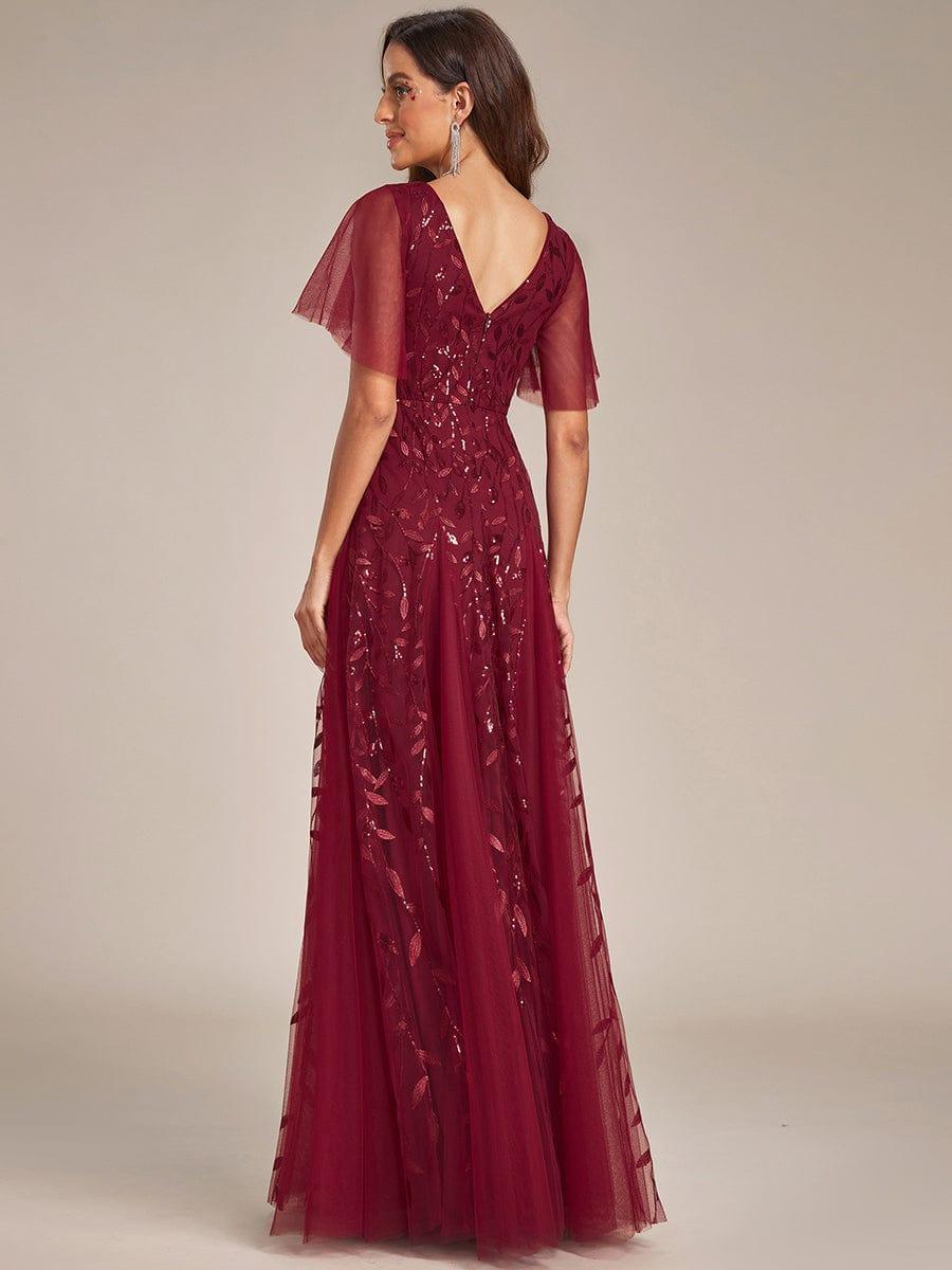 Grace | Fitted V-Neck Ruffle Sleeve Prom Dress