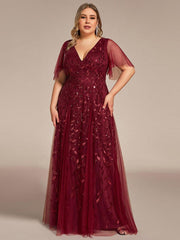 Grace | Fitted V-Neck Ruffle Sleeve Prom Dress