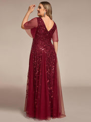 Grace | Fitted V-Neck Ruffle Sleeve Prom Dress