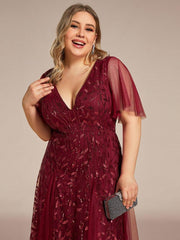Grace | Fitted V-Neck Ruffle Sleeve Prom Dress
