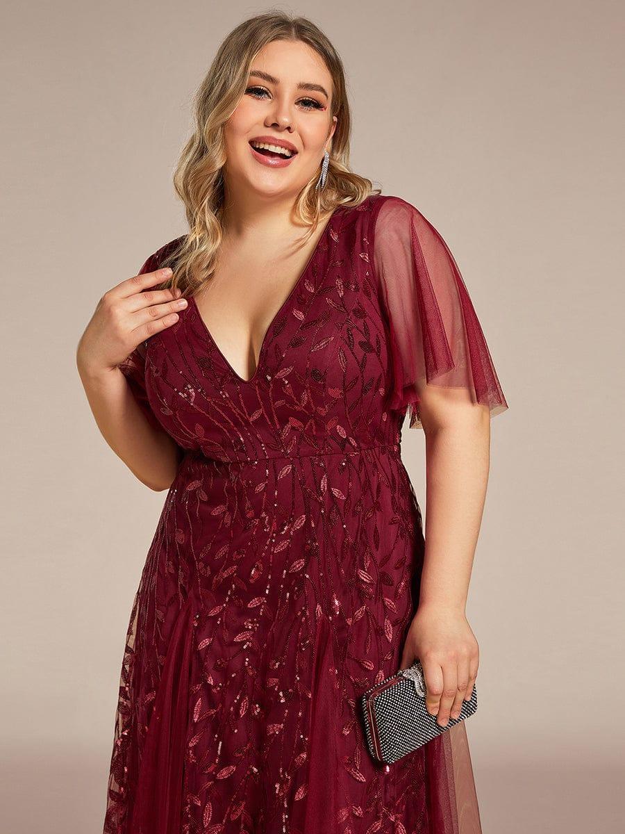 Grace | Fitted V-Neck Ruffle Sleeve Prom Dress