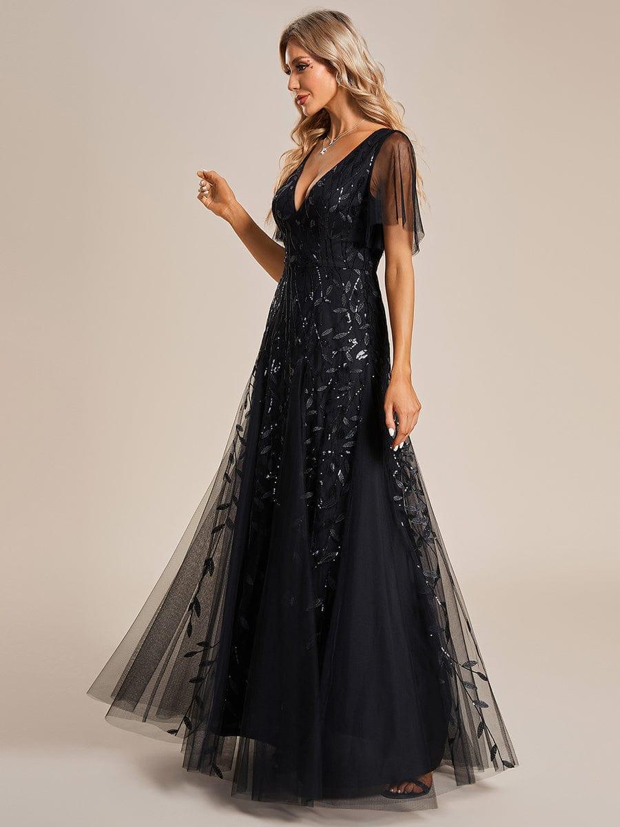Grace | Fitted V-Neck Ruffle Sleeve Prom Dress