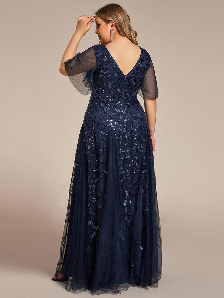 Grace | Fitted V-Neck Ruffle Sleeve Prom Dress