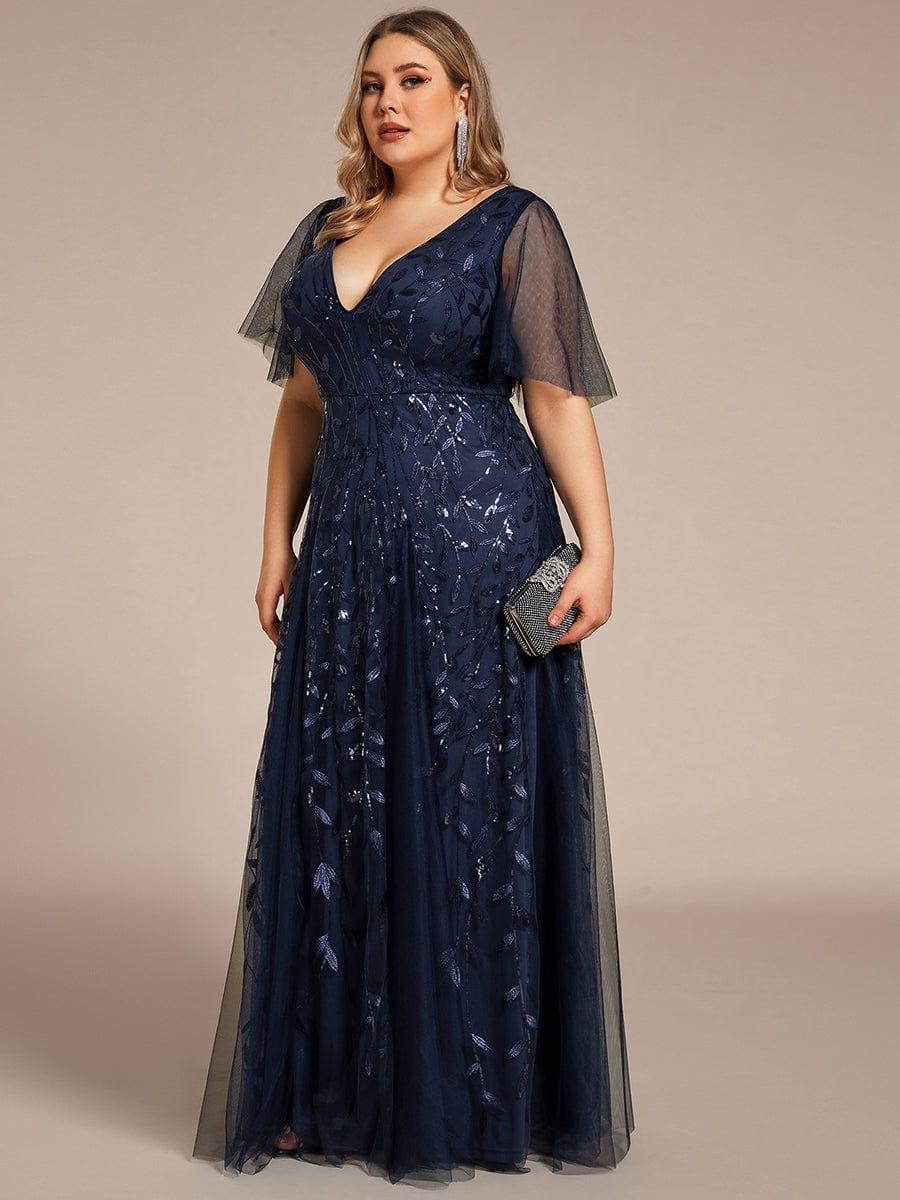 Grace | Fitted V-Neck Ruffle Sleeve Prom Dress