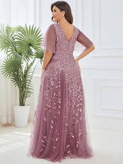 Grace | Fitted V-Neck Ruffle Sleeve Prom Dress