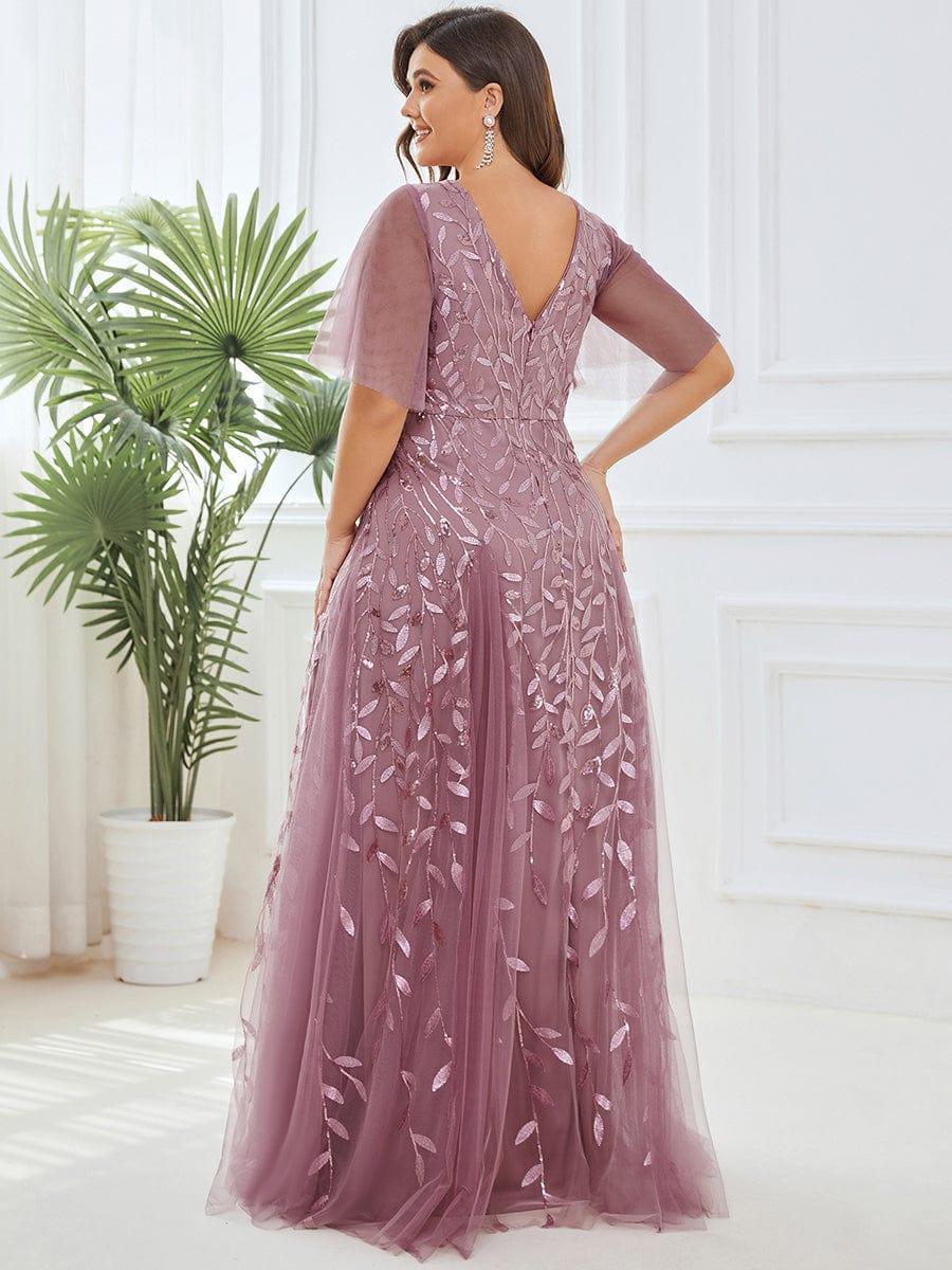 Grace | Fitted V-Neck Ruffle Sleeve Prom Dress