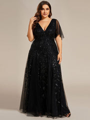 Grace | Fitted V-Neck Ruffle Sleeve Prom Dress