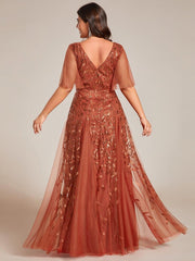 Grace | Fitted V-Neck Ruffle Sleeve Prom Dress