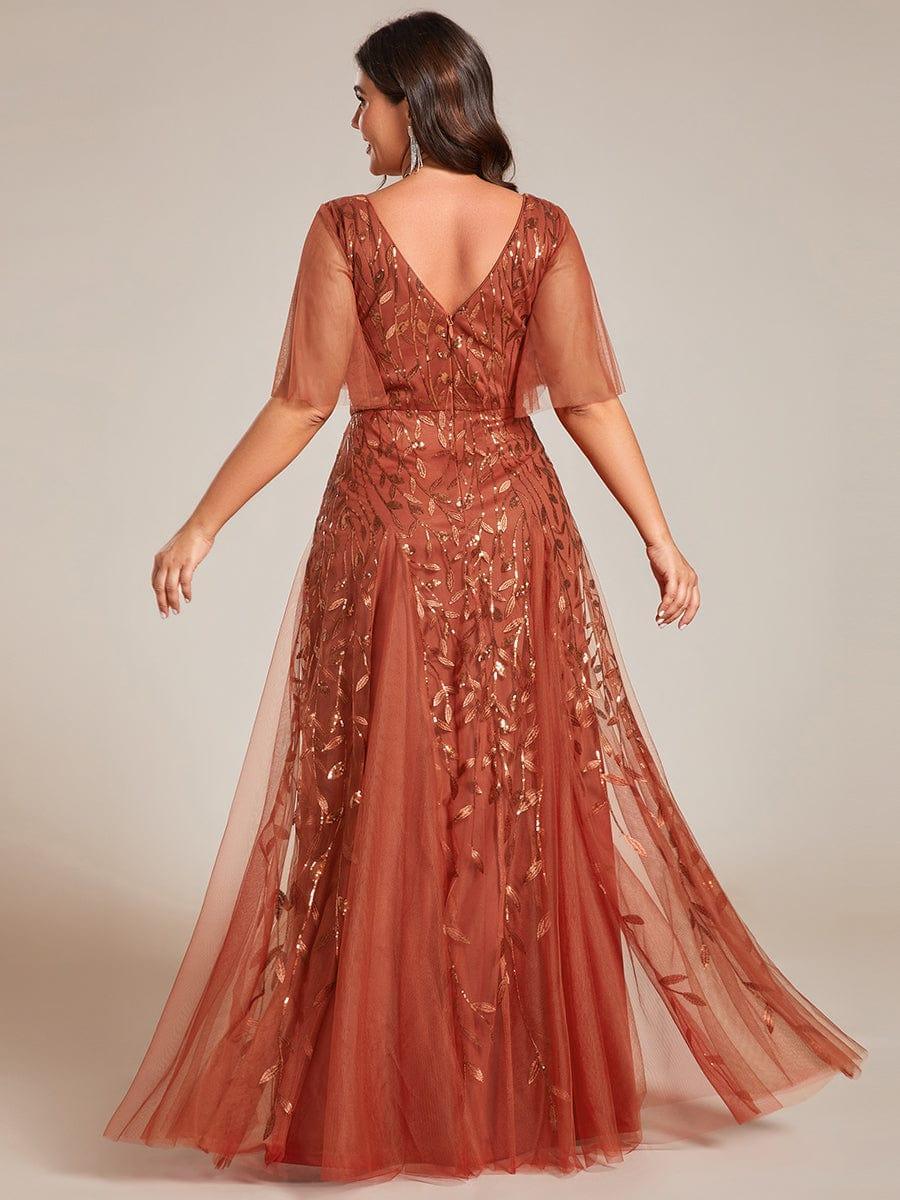 Grace | Fitted V-Neck Ruffle Sleeve Prom Dress