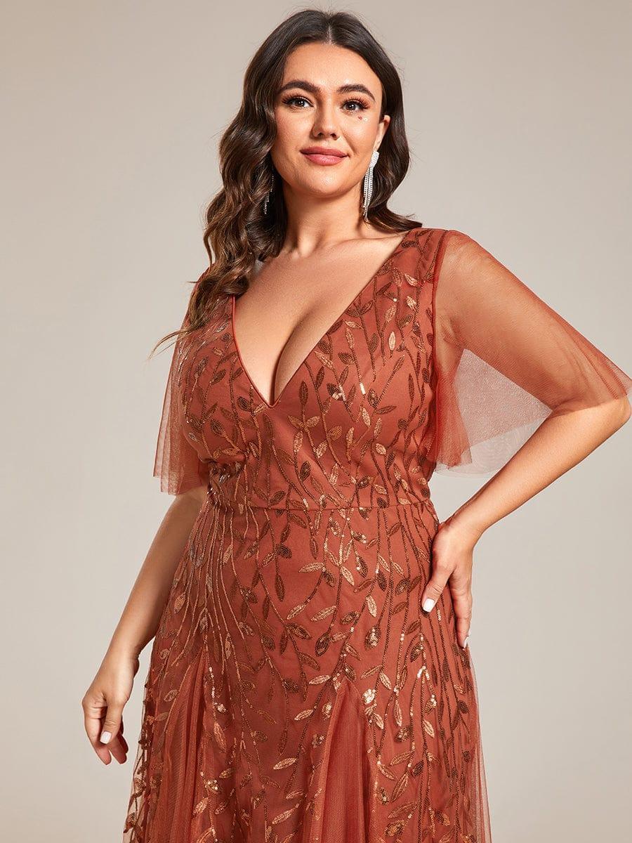 Grace | Fitted V-Neck Ruffle Sleeve Prom Dress