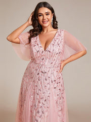 Grace | Fitted V-Neck Ruffle Sleeve Prom Dress