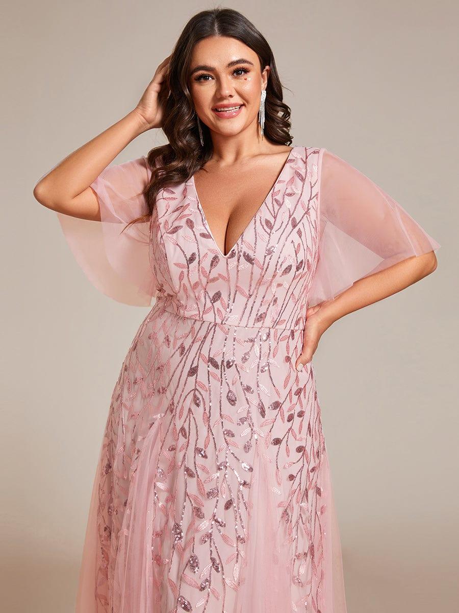 Grace | Fitted V-Neck Ruffle Sleeve Prom Dress