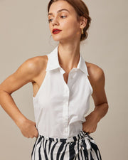 Harper | Sleeveless Collared Cotton Shirt Holiday Clothes