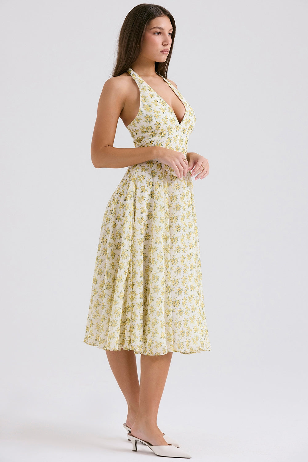 Hayden | Vintage Fit Floral Print Halter Sundress