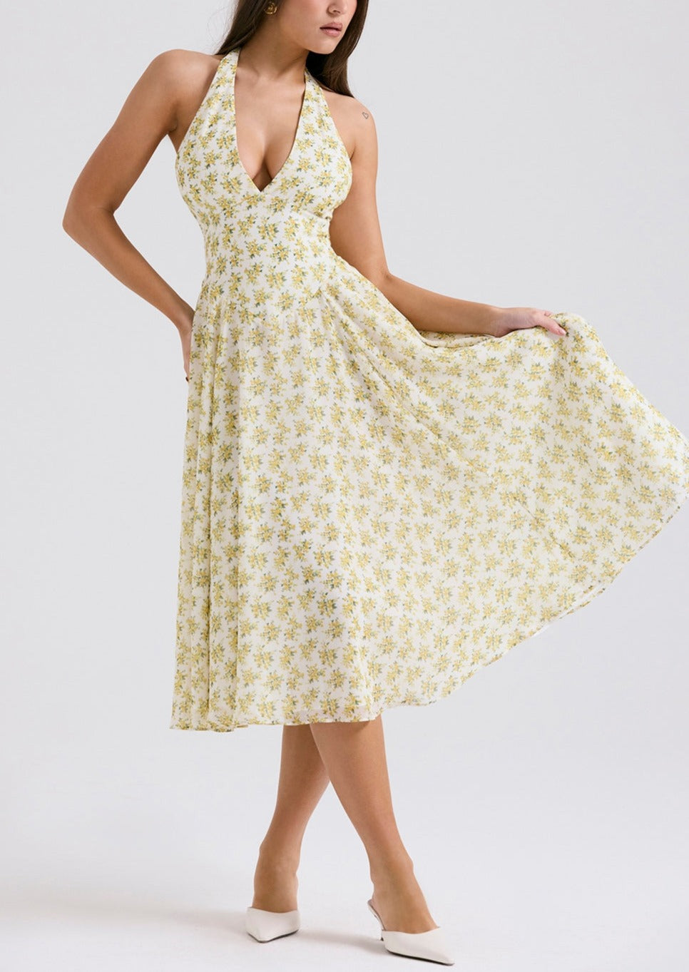 Hayden | Vintage Fit Floral Print Halter Sundress