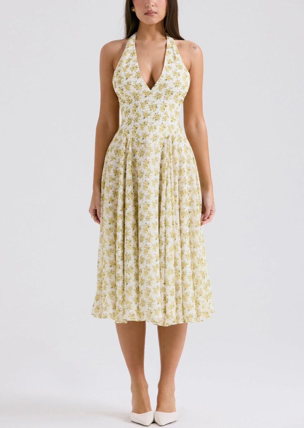 Hayden | Vintage Fit Floral Print Halter Sundress