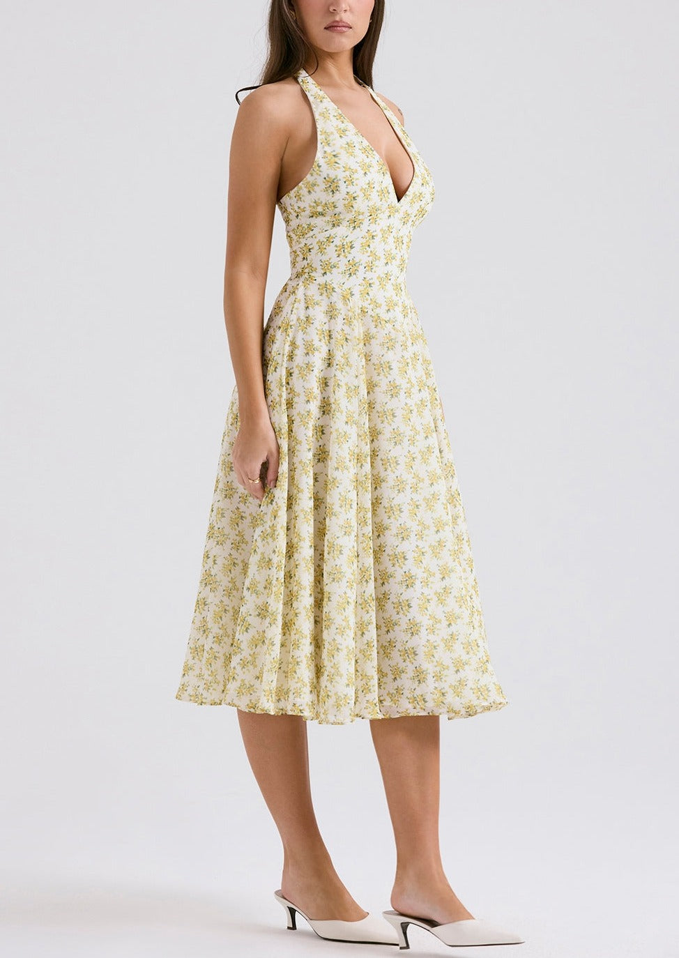 Hayden | Vintage Fit Floral Print Halter Sundress