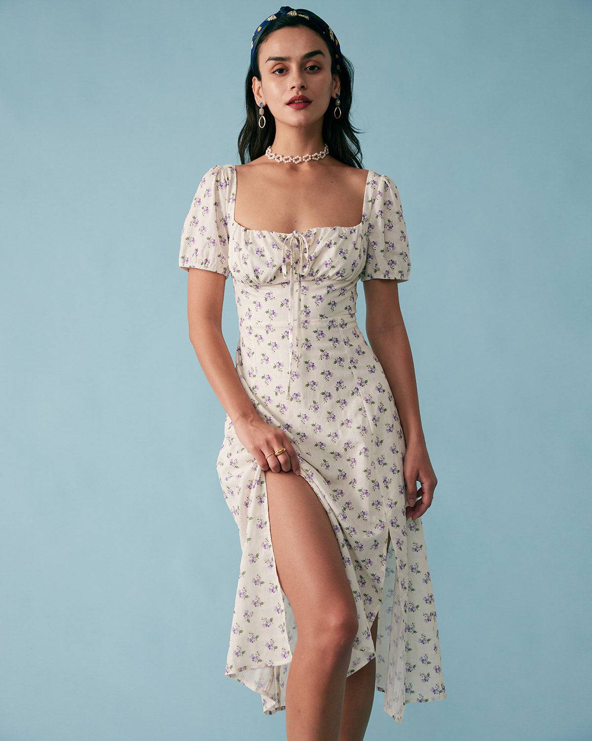Helena | Ruched Fit Short Sleeve Floral Summer Dress