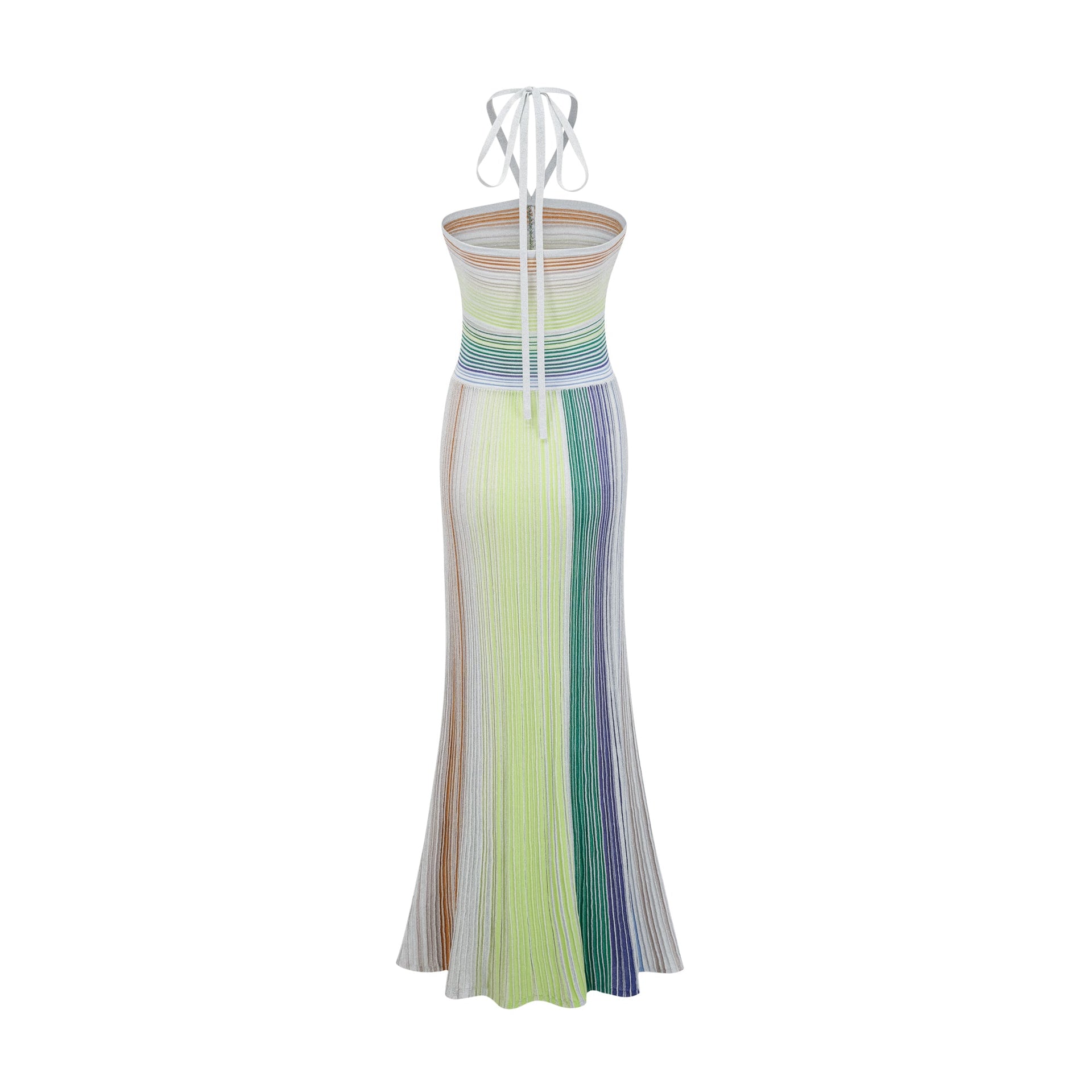 Helene | Sleeveless Halterneck Striped Maxi Dress