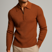 Indigo | Tailored Fit Waffle Knit Quarter-Zip Pullover