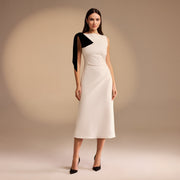 Iris | Midi Fit Crepe Wedding Guest Dress with Shoulder Bow