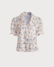 Izabella | Regular Fit Lace Spliced Pleated Floral Shirt Holiday Clothes