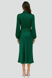 Jenna | High Neck Long Sleeve Midi Dress
