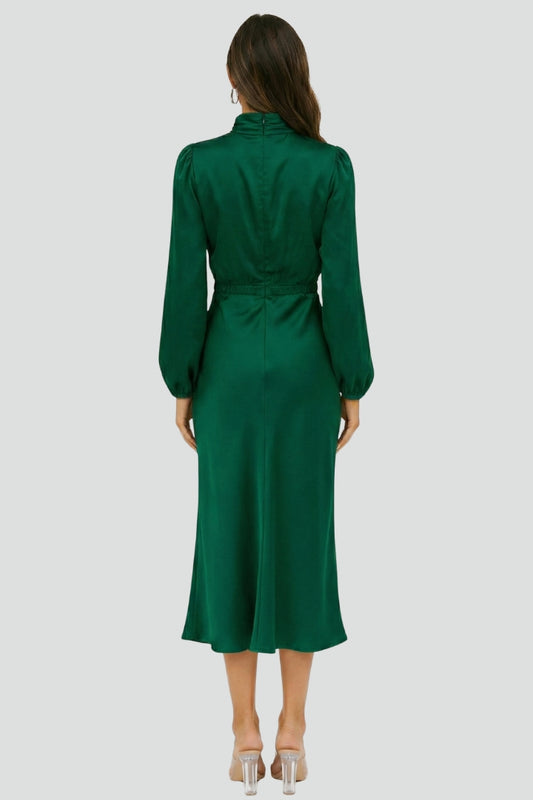 Jenna | High Neck Long Sleeve Midi Dress