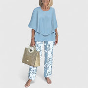 Jocelyn | Relaxed Fit Half Sleeve Top and Printed Pants Set
