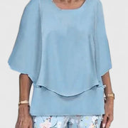 Jocelyn | Relaxed Fit Half Sleeve Top and Printed Pants Set