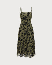 Judith | A-Line Floral Burnout Wedding Guest Midi Dress