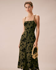 Judith | A-Line Floral Burnout Wedding Guest Midi Dress