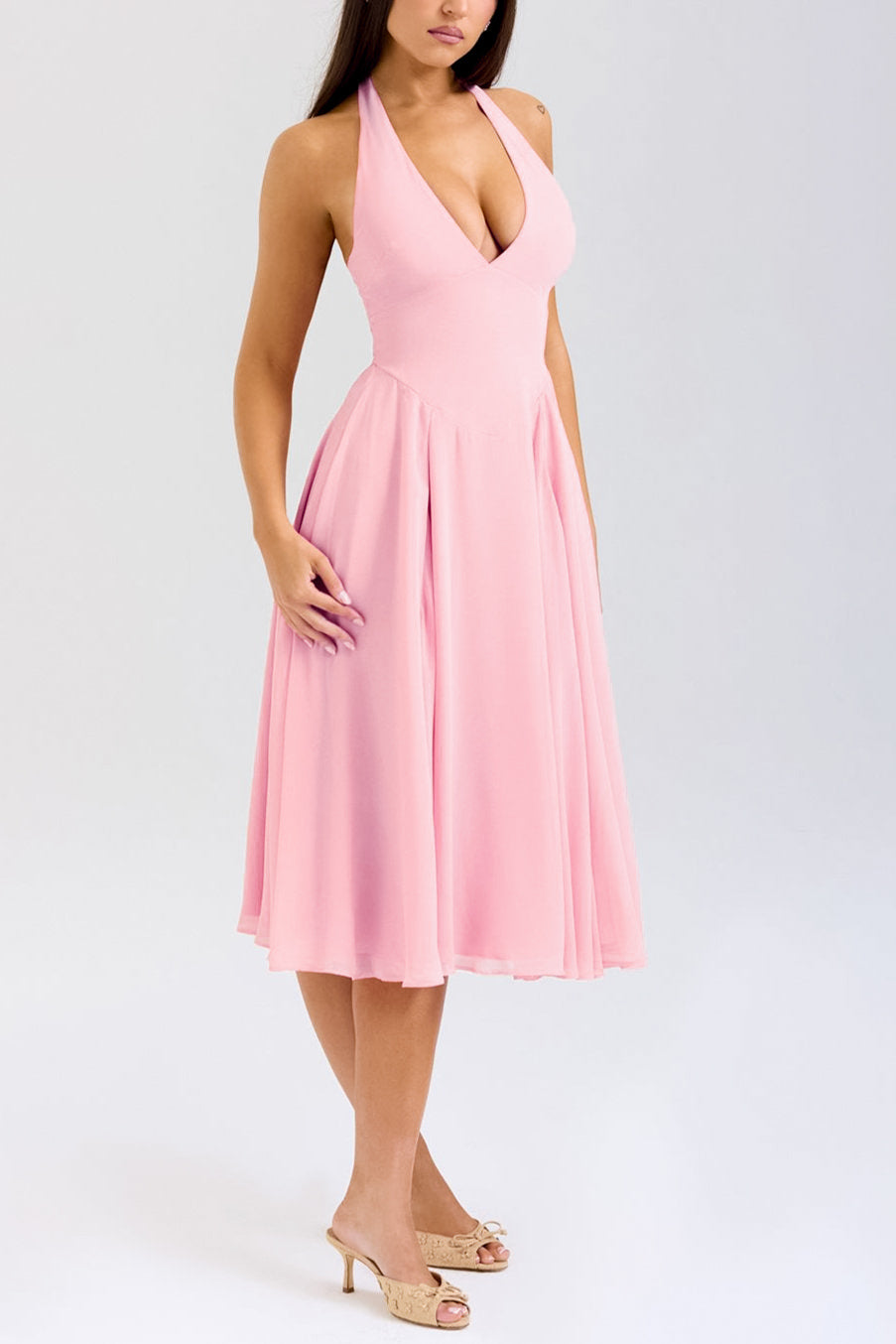 Julia | Fitted Halter Neck Summer Dress