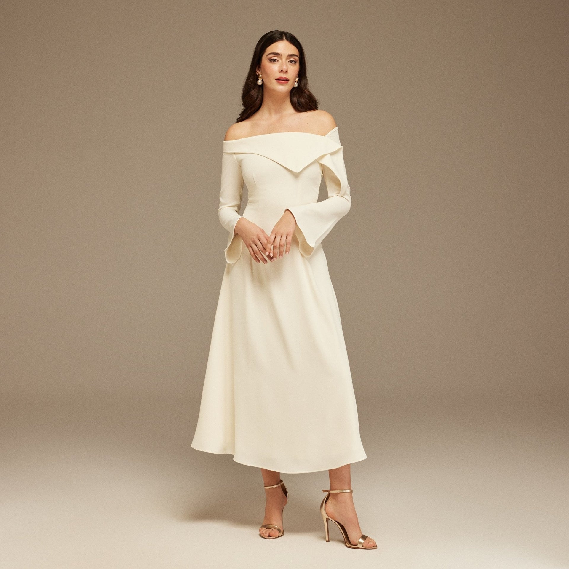 Justine | Asymmetric Neckline A-Line Wedding Guest Dress