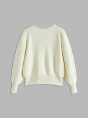 Justine | Relaxed Fit Pearl Trim Holiday Cardigan