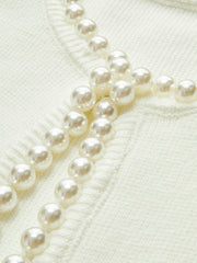 Justine | Relaxed Fit Pearl Trim Holiday Cardigan