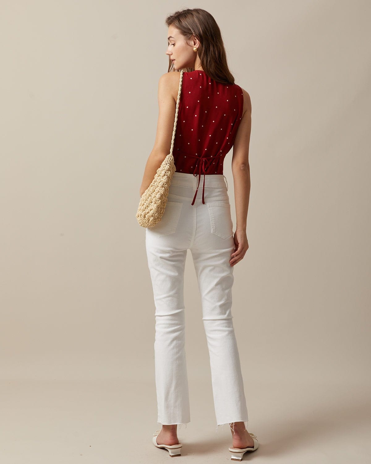 Kendall | Relaxed Fit V-Neck Polka Dot Sleeveless Vest Holiday Clothes
