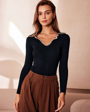 Kennedy | Relaxed Fit Colorblock Ribbed Knit Holiday Top