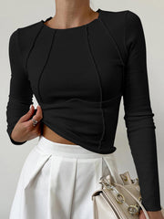 Kira | Slim Fit Piping Long Sleeve Holiday Top