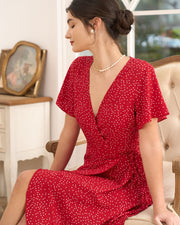 Laura | High Waist Ruffle Trim Wrap Dress