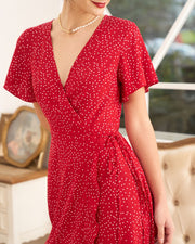 Laura | High Waist Ruffle Trim Wrap Dress